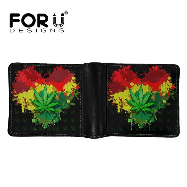 

wallets forudesigns colorful leaf pattern leather pu wallet fashion luxury male card holder case lightweight thin short, Red;black