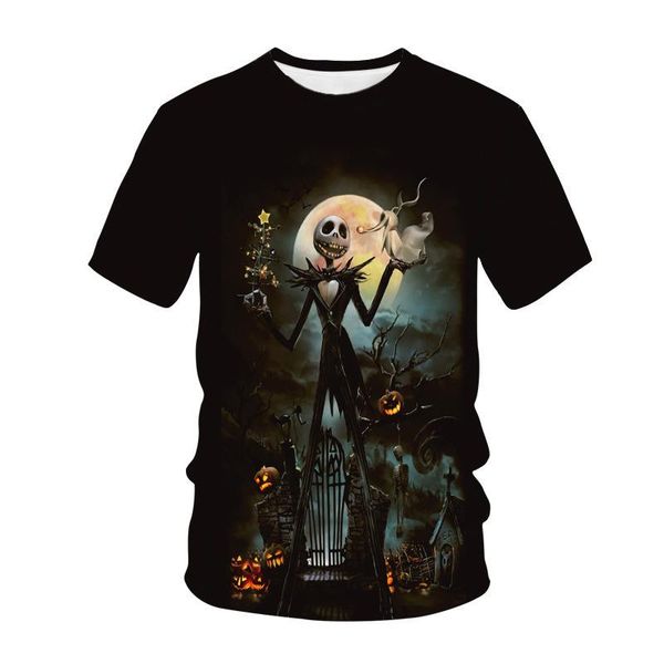 

men's casual shirts 2021summer film christmas night d digital printing children's street handsome short sleeve top, White;black
