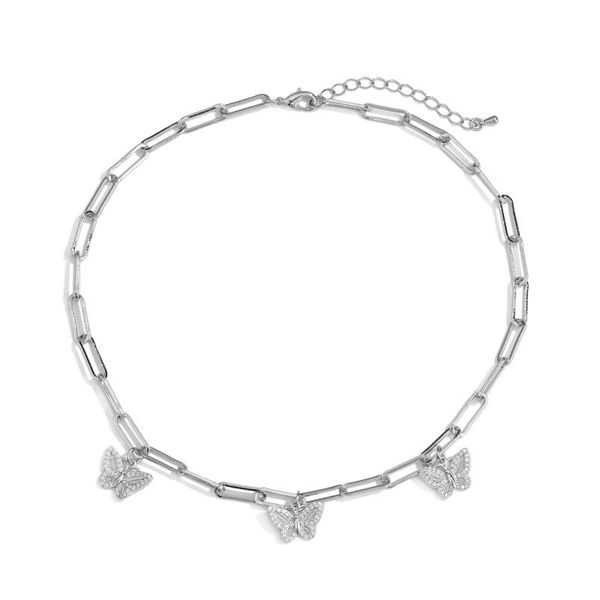 

,gold chain butterfly pendent choker necklace,for women and girl,statement collares bohemian beach jewelry chains, Silver