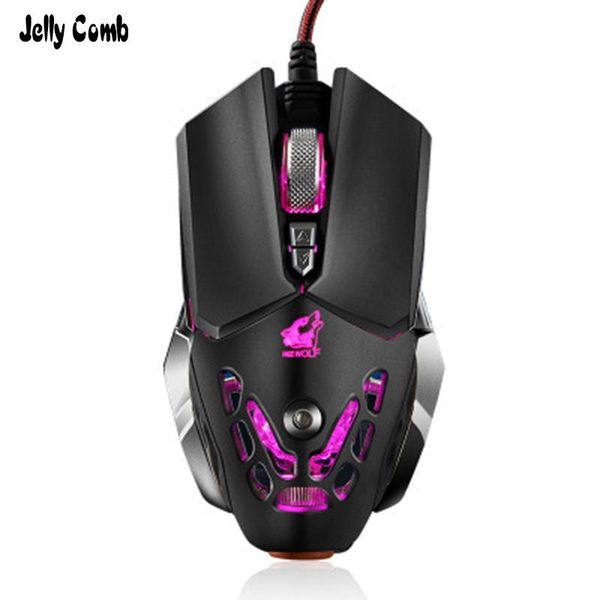 

jellycomb ergonomic usb wired gaming mouse 6 programmable buttons mechanical macro definition programming game mice