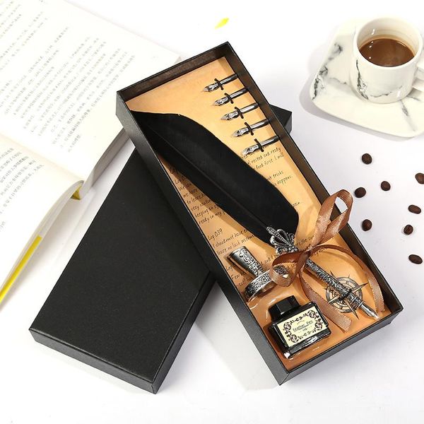 

creative retro short hair crown pen flower round paint set teacher students stationery holiday gift fountain pens
