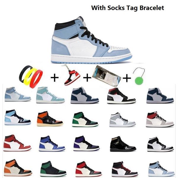 

dunks high og 1 basketball shoes 1s comfortable elastic mid chicago university blue metallic gold pink green black unc patent men women snea