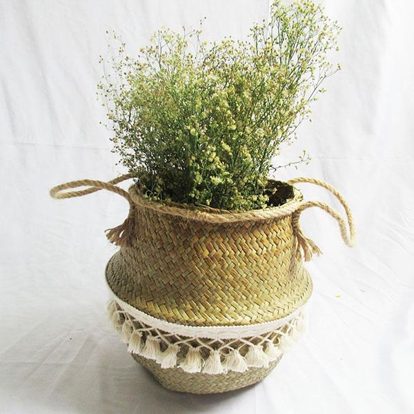 

storage baskets practical simple baske, multi-functional household goods monotone rope double tassel middle diameter 36*height 32