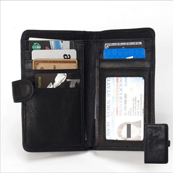 

the wallet business men's multi function card short mobile phone case leather wallet, Black
