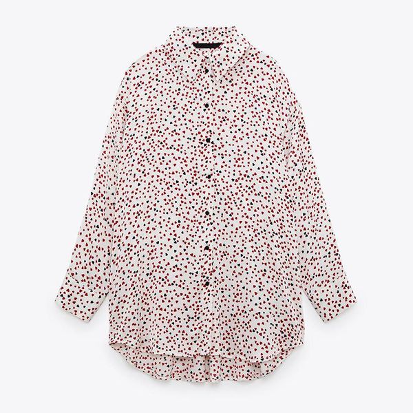 

elina fashion casual loose turn down collar blouses women elegant multicolor heart printed shirts long sleeve ladies women's &, White