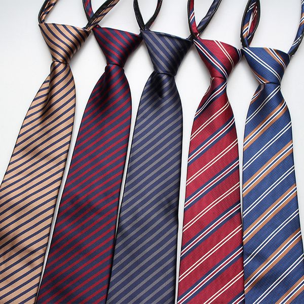 

lazy zipper tie 8cm mens formal wear business professional polyester silk jacquard striped plaid tie wholesale, Blue;purple