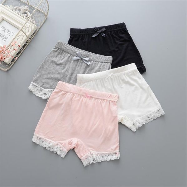 

summer girls safety short pants children underwear leggings boxer briefs prevent emptied shorts kids modal lace beach pant, Black