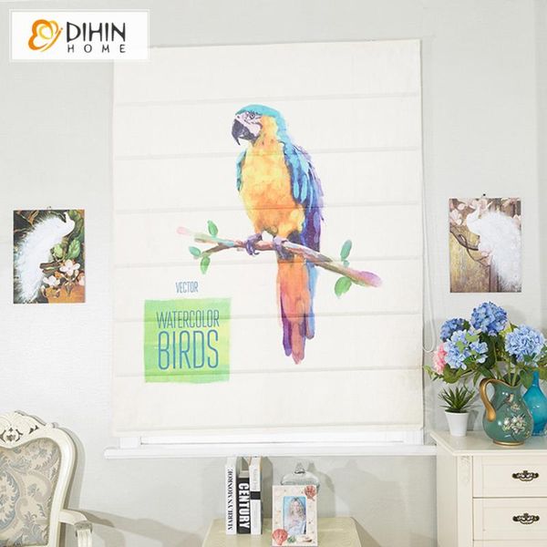 

blinds modern printed parrot roman customized shades window curtains for living room