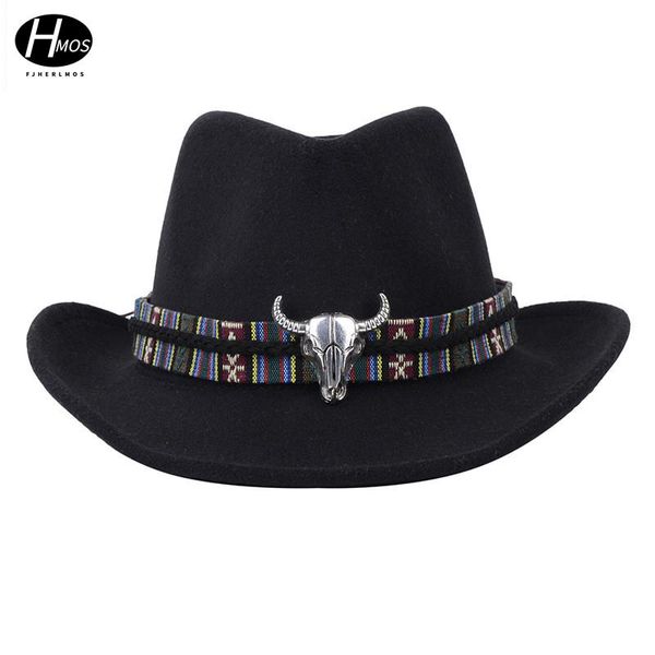 Top Hen's Top Jazz Hat Cowhide Western Bowboy Bowboy Ethnic in stile Ethnic Men and Women Abbinato European American Wide Brim Hats