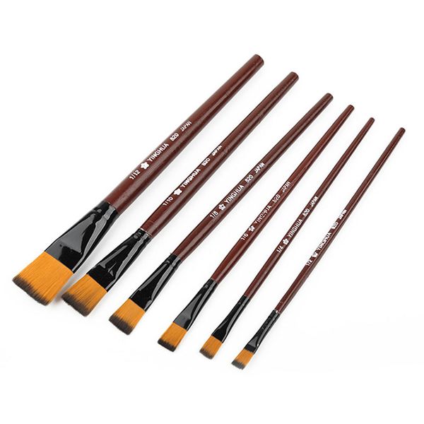 

6pcs artist nylon hair wooden handle watercolor acrylic oil paint brush set for drawing painting art supplies