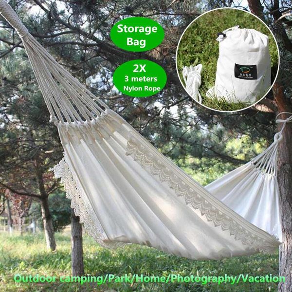 

hammocks travel hammock lace outdoor mosquito net parachute camping hanging sleeping bed swing portable double chair hamac white