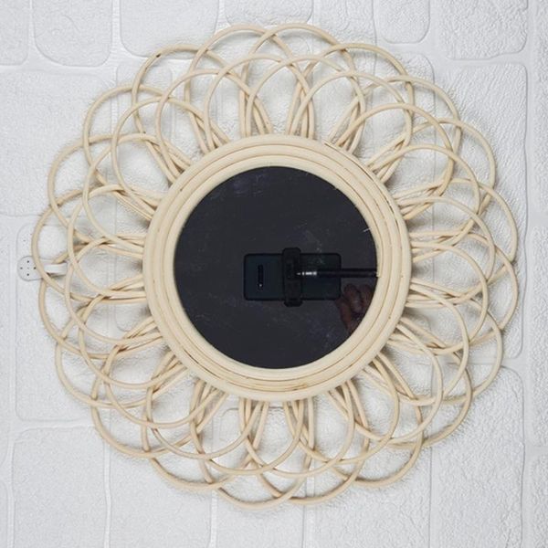 

40cm rattan dressing mirror innovative art decor round makeup mirrors bathroom k3na