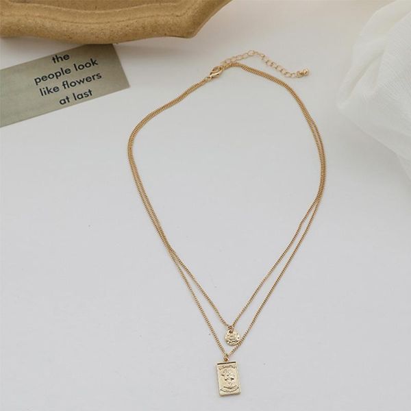 

pendant necklaces vintage queen necklace for women hip hop fashion double layer clavicle chain gold charms choker unique party jewelry, Silver