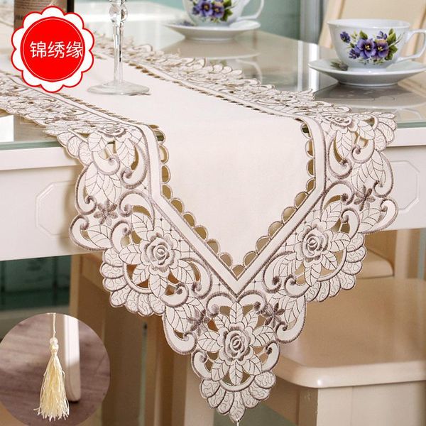 

table cloth spring embroidered hollow runner pastoral linen tea fabric fabric.
