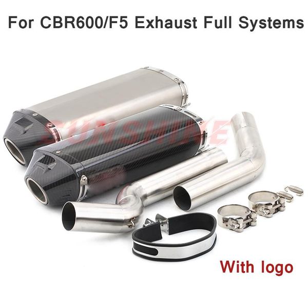 

for cbr600 f5 cbr1000 motorcycle exhaust motorcross mid pipe escape moto slip on muffler modified pitbike carbon fiber connector system