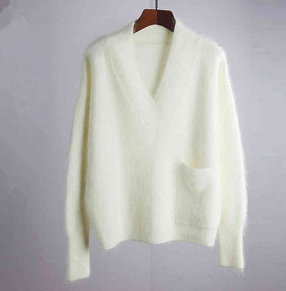 

women's sweaters mohair pullover women jersey mujer autumn winter v-neck long sleeve oversized jumper pull femme hiver sweater odc2, White;black