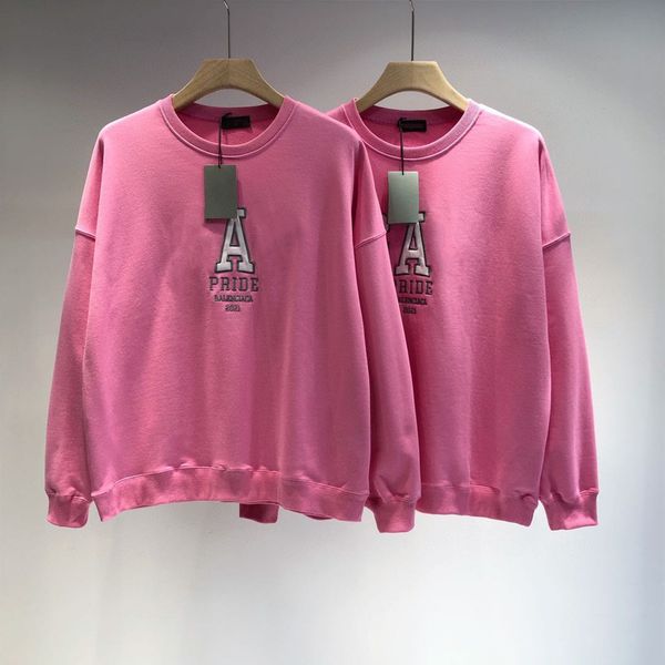 

9235 paris embroidered letter sweater rose red round neck terry quality long sleeve women's autumn qingdao, Black