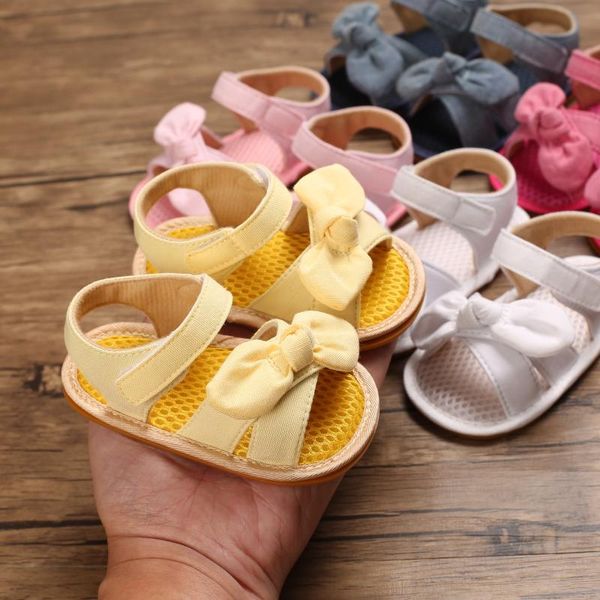 

sandals baby girls summer bow soft sole non-slip open toe flats infant pre-walkers, Black;red