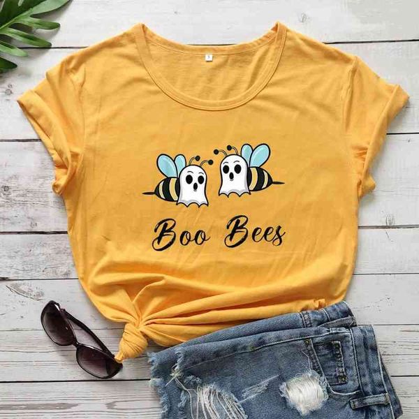 

fly boo bees cute graphic women fashion pure cotton casual young hipster grunge tumblr kawaii new street style t shirt tees, White