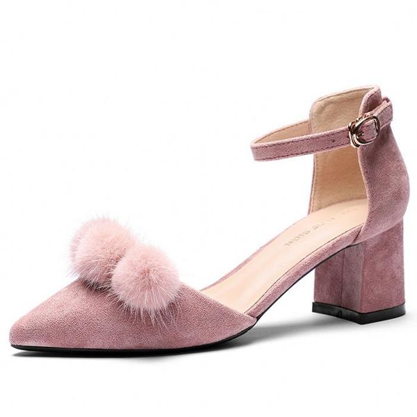 

vintage square heels sandals women shoes elegant pointed toes pumps spring summer fashion female sandal p0037, Black