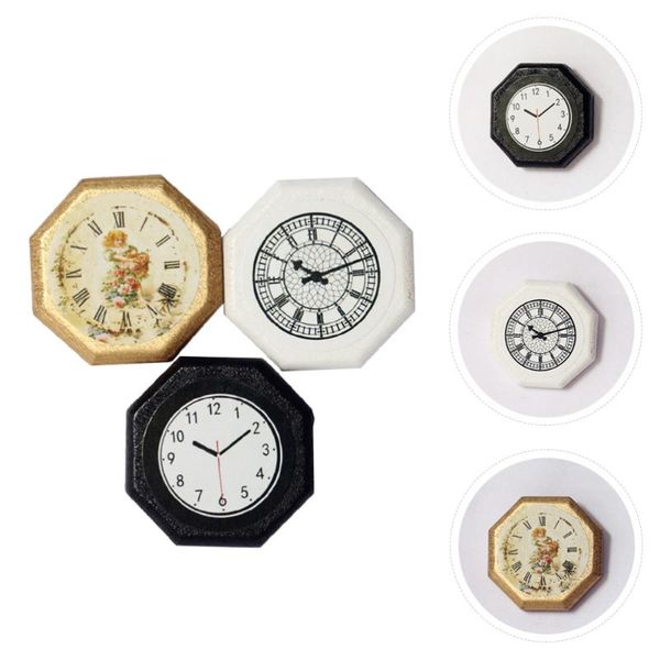 

wall clocks 3pcs retro clock ornaments wooden vintage adornments deskdecors