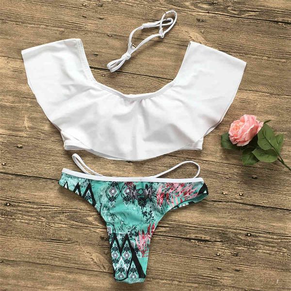 

yicn 2021 swimwear thong bikini lotus leaf bikinis tow-piece suits swimsuit women swimming suit bathing suit beachwear swim wear