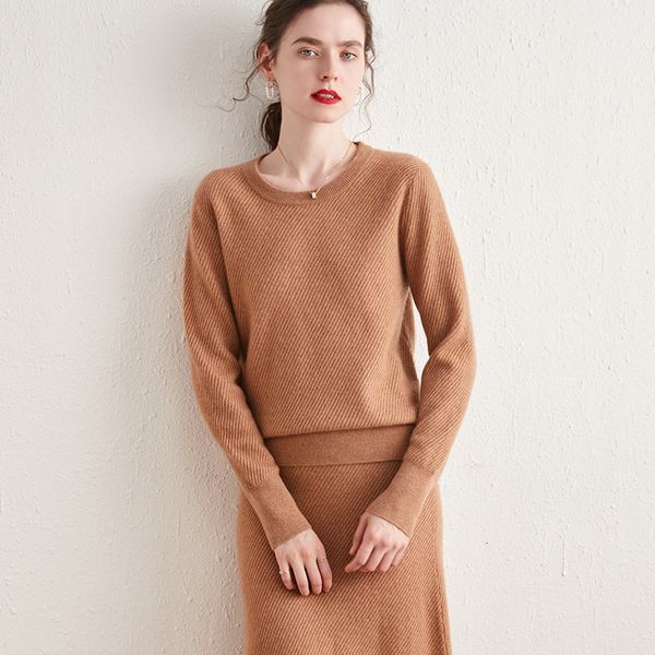 

dress autumn winter fashion korean women skirt suit two-piece 100% cashmere sweater authentic soft high-quality knit, White