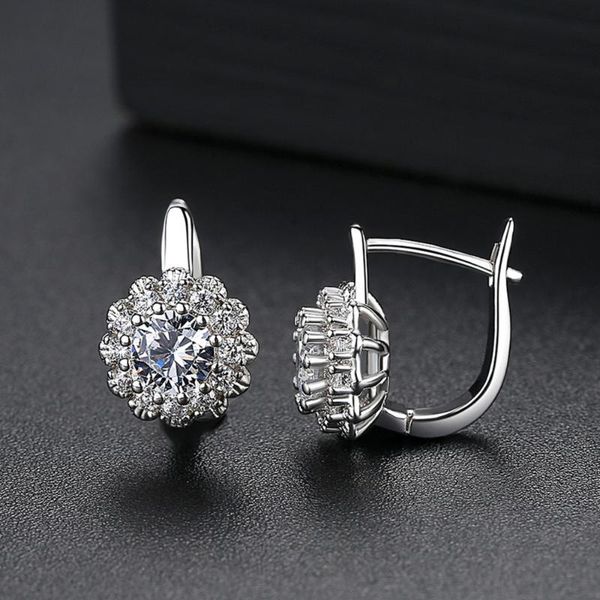 

stud fashion english lock small zirconia earring, Golden;silver