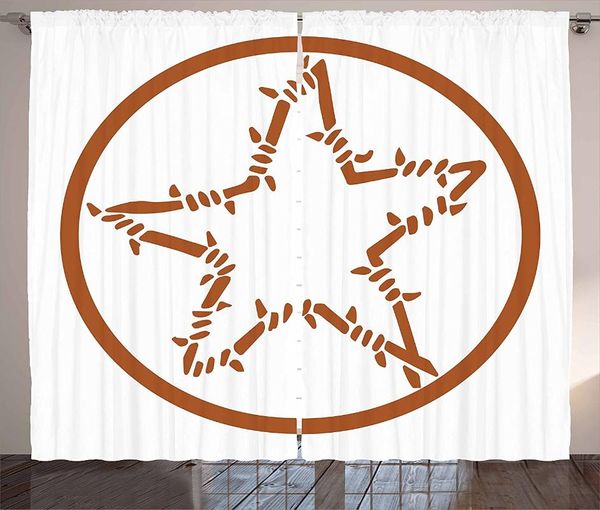 

curtain & drapes texas star curtains for kids room barbed wire style in a circle western themed monochrome motif borders window