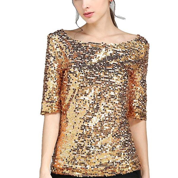 

women's t-shirt 5xl ladies glistening sequin t shirt summer half sleeve black silver loose women casual large size blusas mujer, White