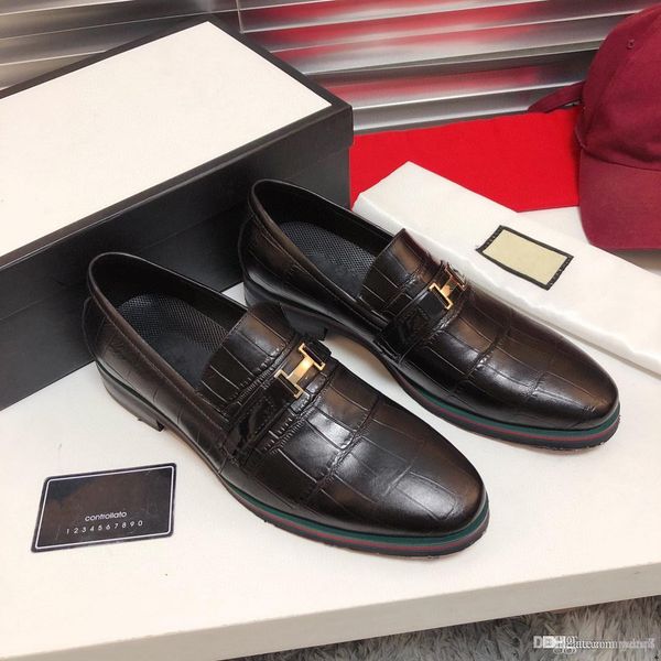 

a1 21ssautumn men shoes leather men dress shoes luxury men's business oxfords classic gentleman shoes for men 33, Black