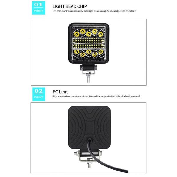 

car headlights 102w led work light bar off road spot tractor fog auto offroad lamp truck driving lamps