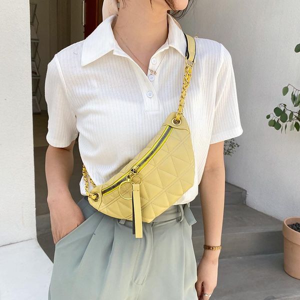 

waist bags 2021 ladies one shoulder crossbody diamond chain bag chest luxury portable banana buwallet