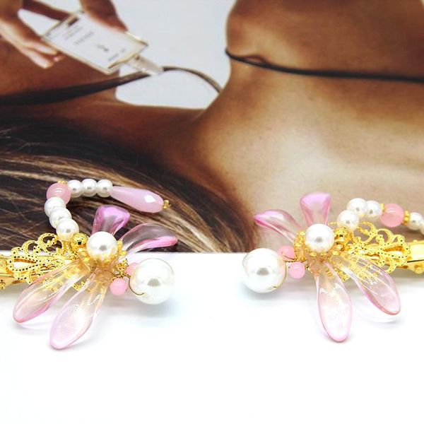 

ly designed noble color crystal dragonfly handmade 4cm fashion hairpin hair ornaments headdress jewelry for wome accessories, Slivery;white