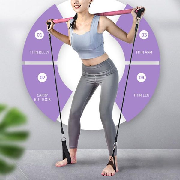 

yoga stripes pilates bar resistance bands exerciser pull rope portable gym workout stick trainer elastic fitness equipment