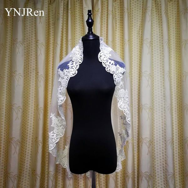 

bridal veils ivory lace applique edge wedding accessories chapel with comb, Black