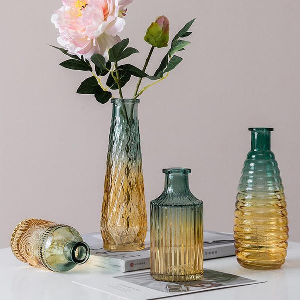 

european retro roman relief art glass vase indoor office table plant flower home decoration accessories transparent vases