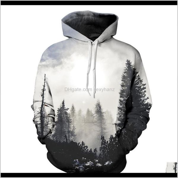 

mens sweatshirts wholesale s4xl harajuku style clothes womenmen 3d hoodies print forest space galaxy brand sweatshirt pullovers crewne n0ydo, Black