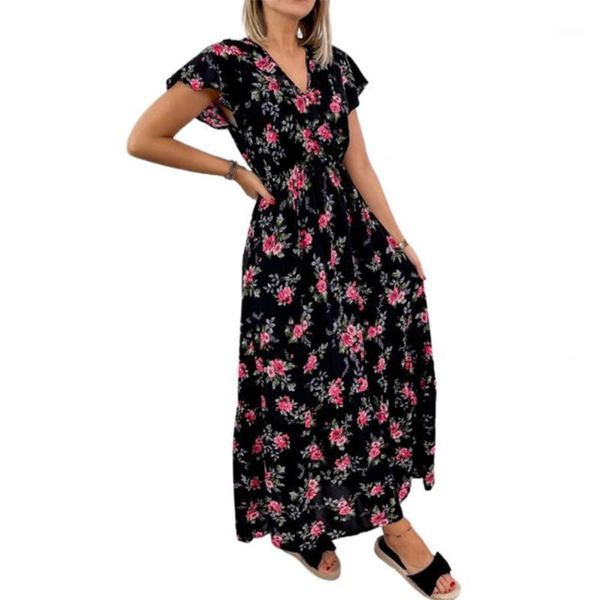 

women's swimwear 2021 casual dress v neck waist tight lotus leaf women short sleeve loose for date drop, White;black