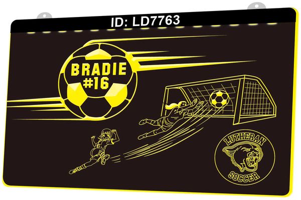 Ld7763 football bradie 16 luterano calcio sport luce segno incisione 3D