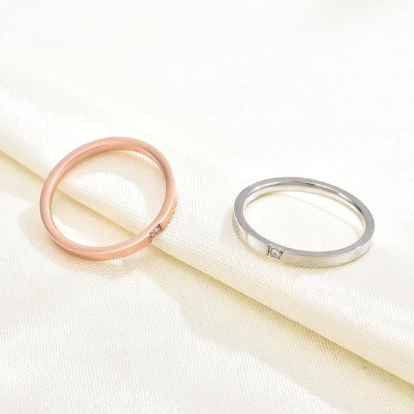 

wedding rings white gold inlaid with zircon ring korean ultra fine titanium steel fashion couple stainless joint accessories, Slivery;golden