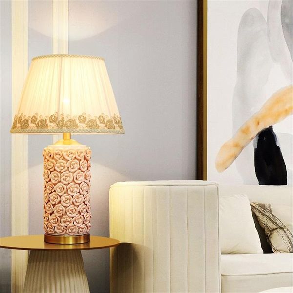 

table lamps rose luxury ceramic light dining room lamp bedroom home decorative for living decor
