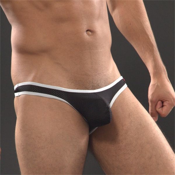 

men's underwear t-shaped pants with mesh and air bag, Black;white