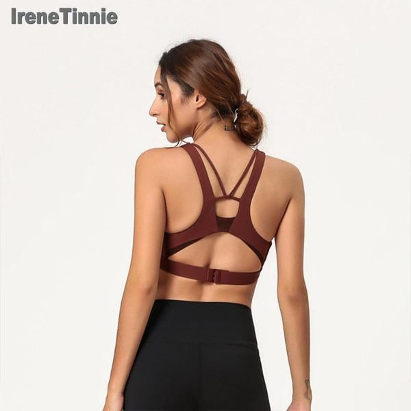 

women's tanks & camis irene tinnie high impact sports bra with pad push up seamless crop women fitness gym workout wear active tank, White