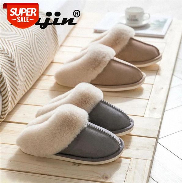 

fujin New Autumn Winter Women Men Slippers Bottom Soft Home Shoe Cotton Indoor Slip On Slides Comfortable #GX3m, Black