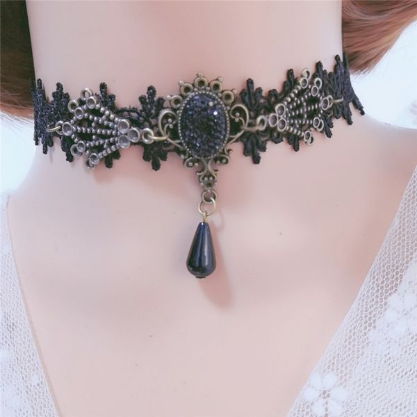 

gothic creative black lace tassel snake bone chain necklace necklace collar dress accessories