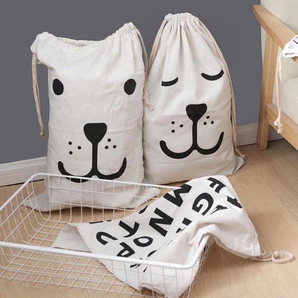 

storage bags 60x45cm multifunction large capacity bag canvas bear pattern laundry toys room organizer