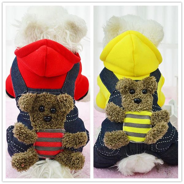 

dog apparel pet jumpsuit costume with bear hoodies coat doggy clothes