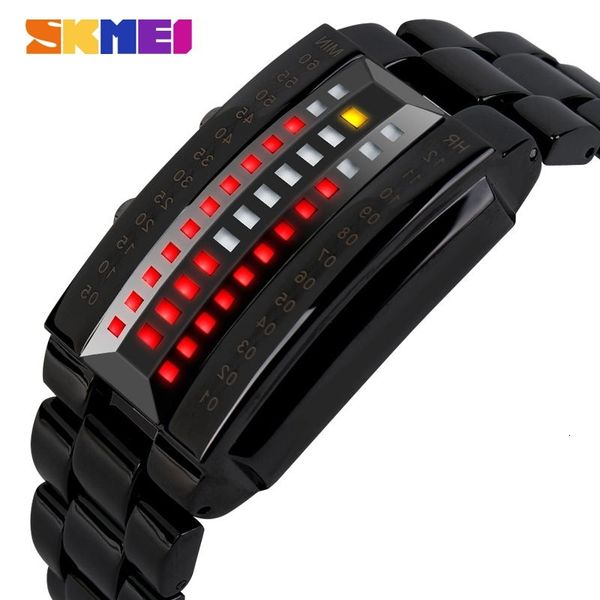 

skmei luxury brand creative sport watch men stainless steel strap 5bar waterproof digital watches reloj hombre 1035