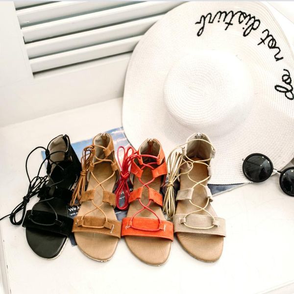 

sandals classic roman lace-up womens 2021 summer fashion flat open-toed all-match casual and comfortable women shoes, Black
